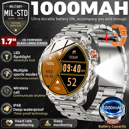 T-Rex 3 Military 1000mAh Super Capacity Battery Men Smart Watch 1.75" HD Screen Call 5ATM Waterproof Sport Smart Watches For Men