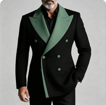 Men's Double Breasted Peak Lapel Wedding Suit Custom 3-Piece Groom Tuxedo Separates Formal Wedding Suit for Grooms Slim Fit Suit