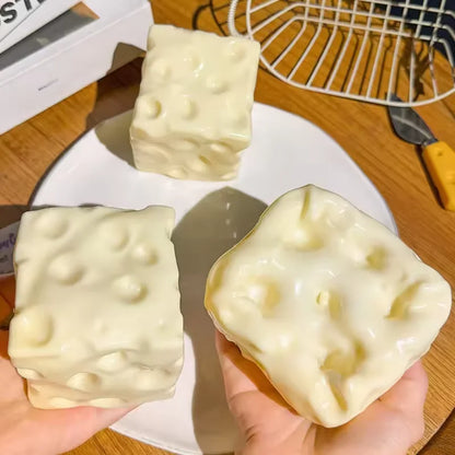 Giant Cheese Cube Stress Ball Squishy Cheese Shapeable Squeeze Ball Non-Bounce Fidget Toy ASMR Sensory Anti-Stress Adults Gift