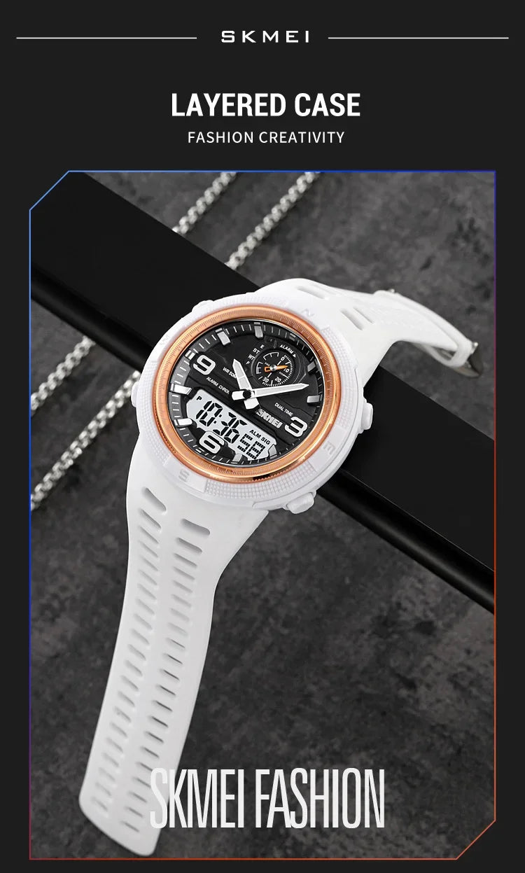 SKMEI  Outdoor Sports Men's Electronic 1655 Watch Dual Display Multi functional Waterproof Student Exploration Watch