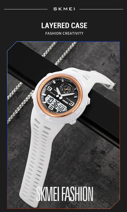 SKMEI  Outdoor Sports Men's Electronic 1655 Watch Dual Display Multi functional Waterproof Student Exploration Watch