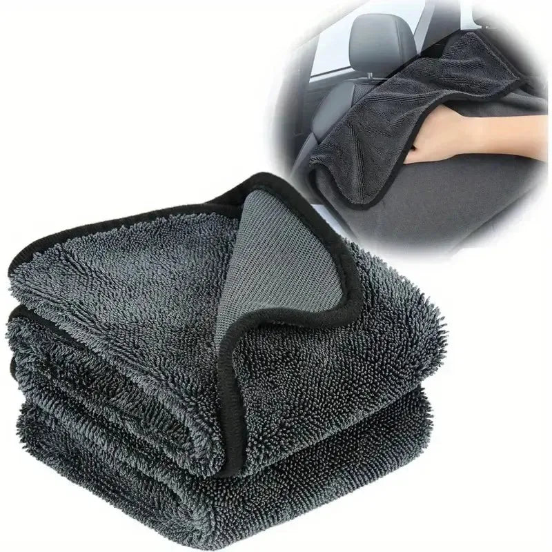 3pc Ultra-Absorbent Microfiber Cleaning Cloth - Soft, Durable & Quick-Dry Towel for Cars, Home, and Bathroom Use