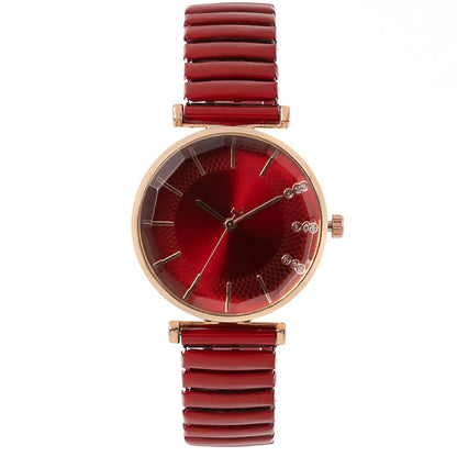 Luxury Treasure Blue Crystal Ladies Quartz Watch - Casual Stainless Steel Stretch Strap Fashion Women's Dress Clock