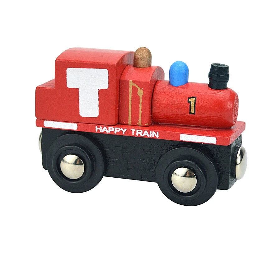 Wooden Magnetic Train Car Locomotive Toy Wood Railway Car Accessories Toys for Kids Gifts Fit Wood Biro themes Tracks