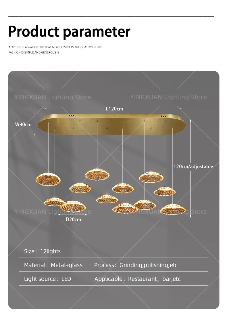Modern Restaurant Pendant Lamp for Villa Dining Table Bar Kitchen Island Hanging Light for LED Glass Dining Room Chandelier