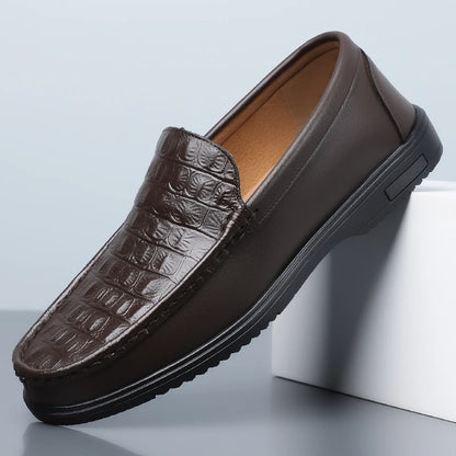 Men's Slip-On Loafers, Comfortable Soft Sole Business Leather Shoes, Breathable Anti-Slip Outdoor Casual Shoes-HT509