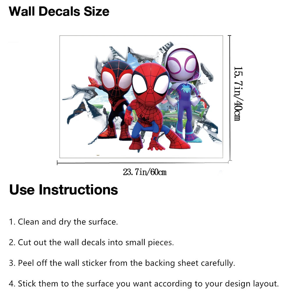 Cute mini Spiderman Super Heroes Wall Stickers For Kids Room Decoration Home Bedroom PVC Decor Cartoon Movie Mural Art Decals