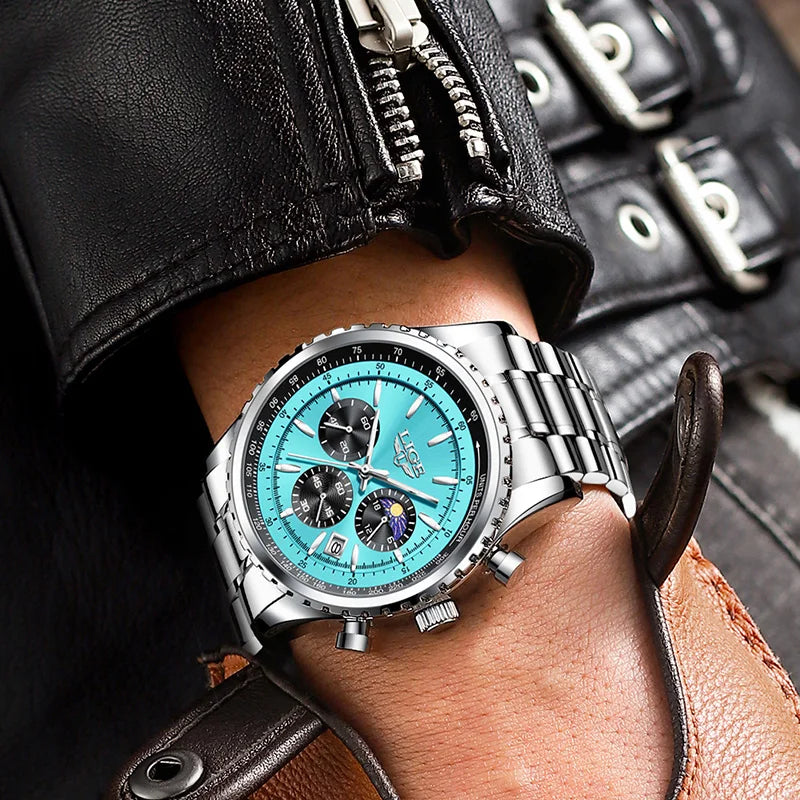 Relogio Masculino LIGE New Men Watch With Full Steel Waterproof Luminous Quartz Watch For Men Fashion Military Date Chronograph