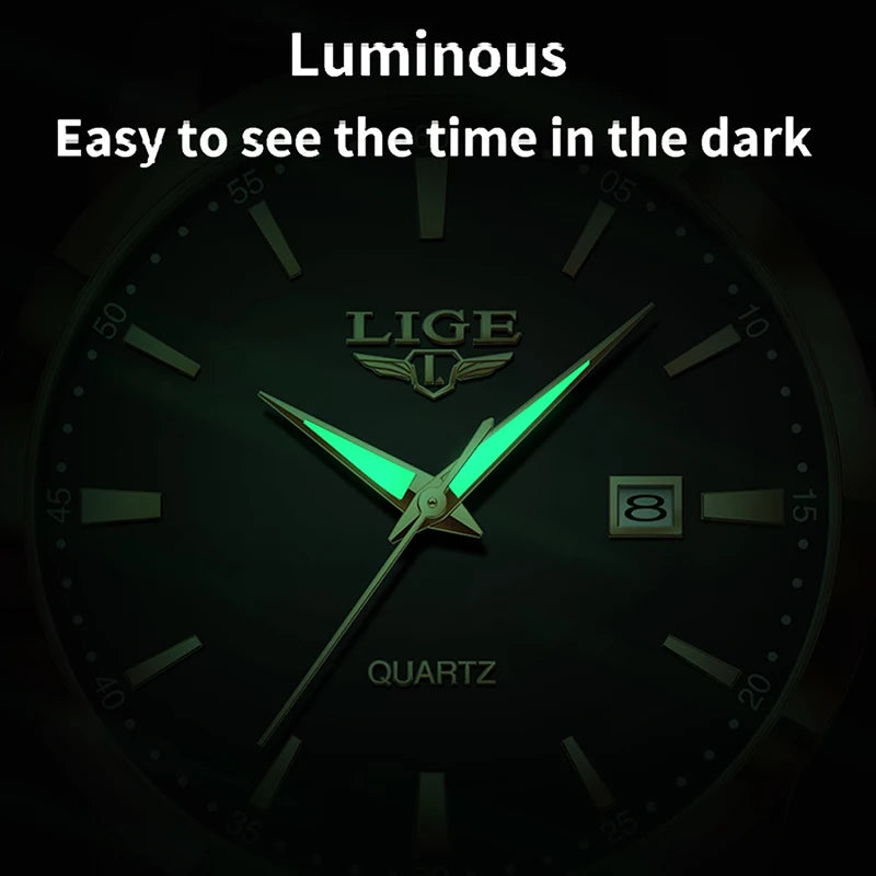 LIGE Military Watch For Men Fashion Business Watch Men Casual Leather Sport Waterproof Men's Quartz Wristwatches Reloj Hombre
