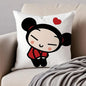 Kawaii P-Pucca Anime Cushion Cover Pillowcase Anti-dustmite Invisible Zipper Short Plush Sofa Cushion