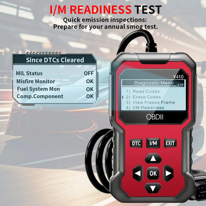 V410 OBD2 Scanner Diagnostic Tool for Cars and Trucks Since 1996+, Data Stream, I/M Readiness, Voltage Test