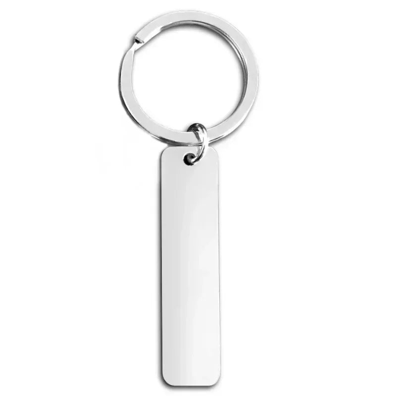 New Style Rectangular Hang Tag Metal Key Ring  Stainless Steel Custom Logo Name Keychain Engraved Laser Advertising Gift