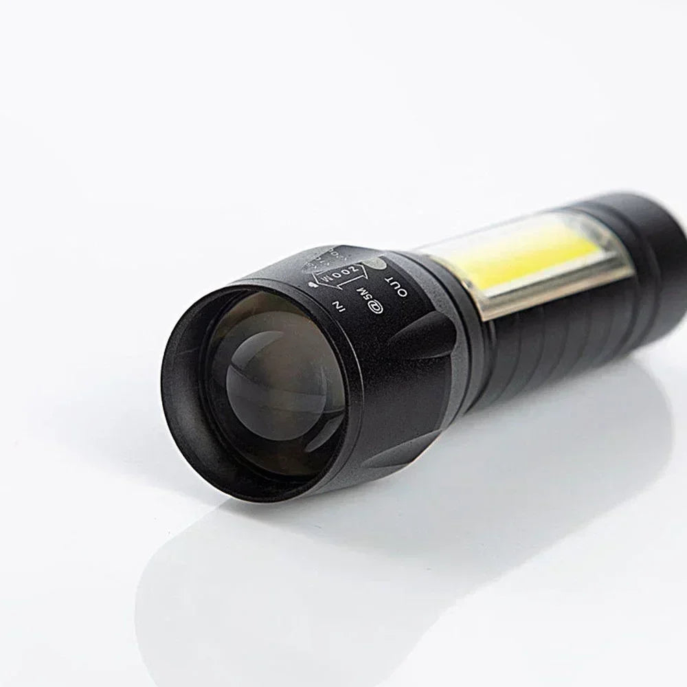 Portable COB+LED Camping Light Flashlight USB Rechargeable Zoom Tactical Torch Lamp Waterproof Emergency Torch Christmas Gift
