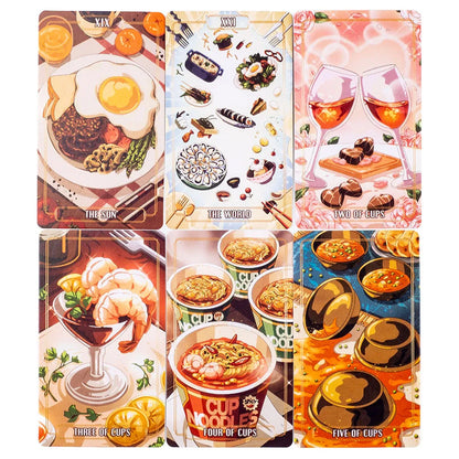 Gourmet Tarot 78-Card Deck Board Game for Family Parties and Group Gaming Precognition & Divination Oracle Set for Tabletop Fun