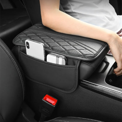 Multi-Functional Leather Car Armrest Storage Bag Auto Center Console Riser Protective Pad Car Organizer Accessory