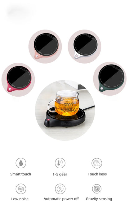 110V/220V Cup Heater Mug Warmer 100°C Hot Tea Makers Warmer Coaster 5 Gear Temperature Cup Heaters Coffee Milk Tea Heating Pad