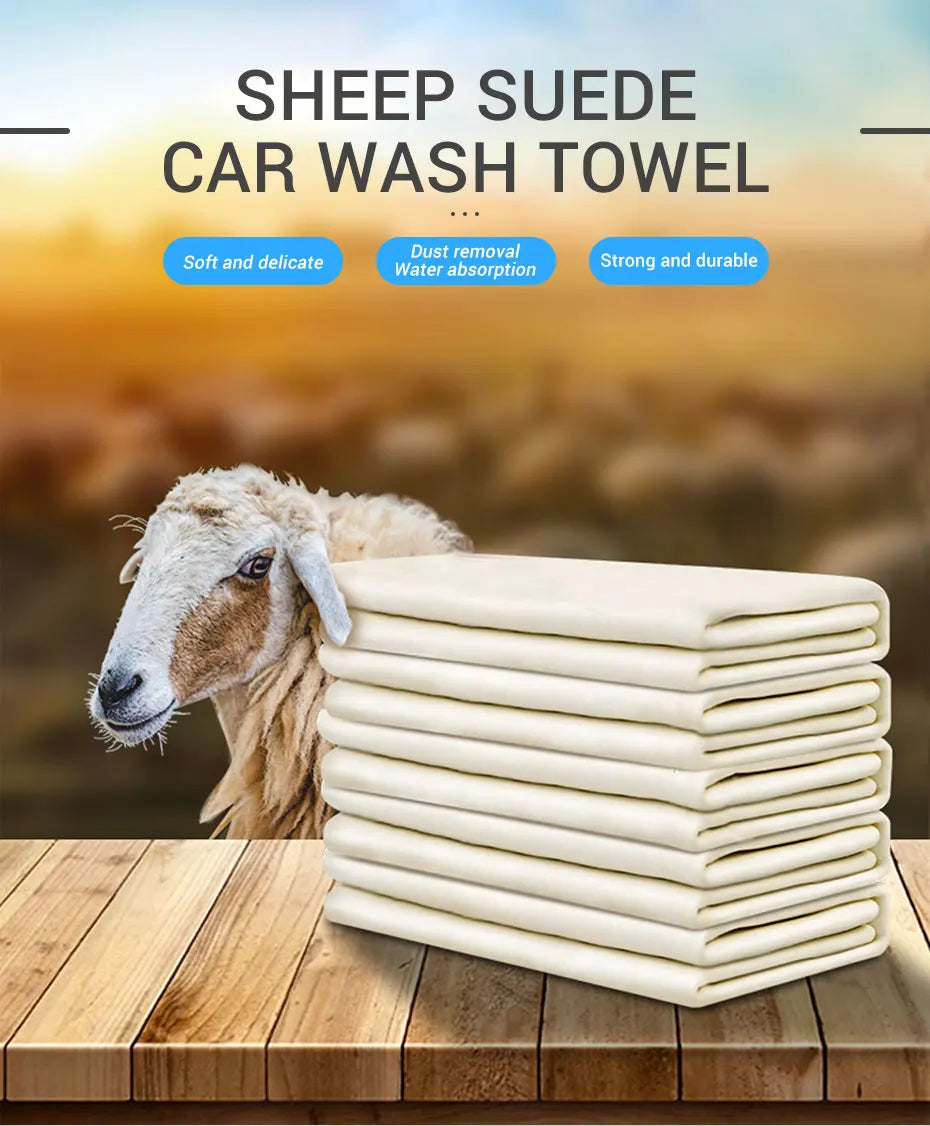 SEAMETAL Car Care Cleaning Towel Natural Sheepskin Quick Drying Cloth Super Absorbent Washing Towels Car Wash Tool Accessories