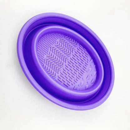 Folding Powder Puff Cleaning Bowl Eyeshadow Brushes Wash Clean Mat Beauty Tools Scrubber Box Soft Silicone Makeup Brush Cleaner