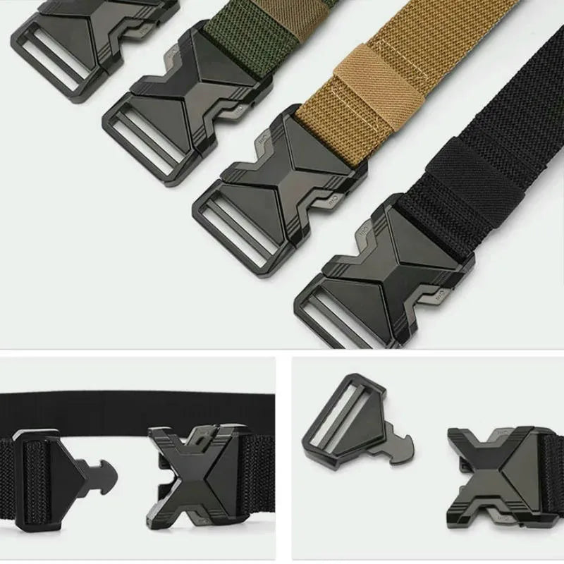 Men's Tactical Belt Nylon Braided Outdoor Training Military Belt Canva Casual Mountainee Trouser Pants Jeans Buckle Waist Belt