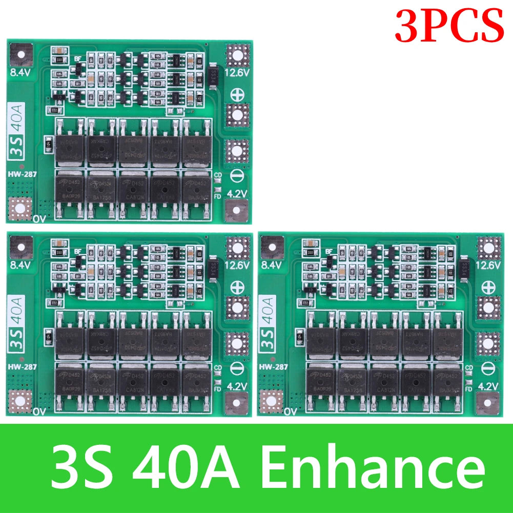 BMS 3S/4S 5A 10A 20A 25A 40A 60A Płytka zabezpieczająca ładowarkę do akumulatorów litowo-jonowych 18650 do wiertarki 12 V z funkcją wzmocnienia/balansu
