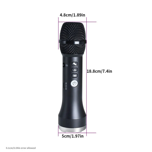 20W/Pc Bluetooth Speaker 1Pc of TWS Portable Karaoke Microphone For Kids & Adults Gift Wireless 10H Battery Handheld AUX Mic