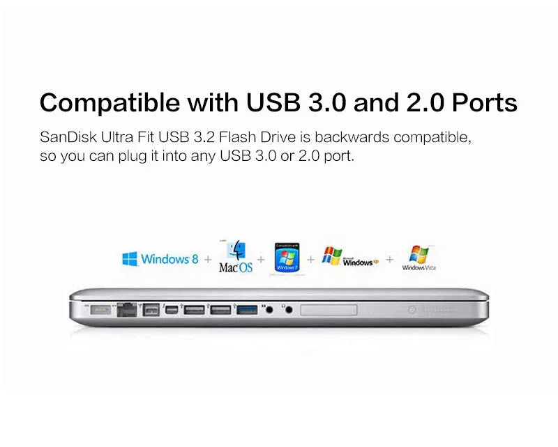 SanDisk Ultra Fit USB 3.2 Pendrive Mini 16GB 32GB 64GB 128GB 256GB 512GB CZ430 Pamięć USB Do 400 MB/s Dysk U