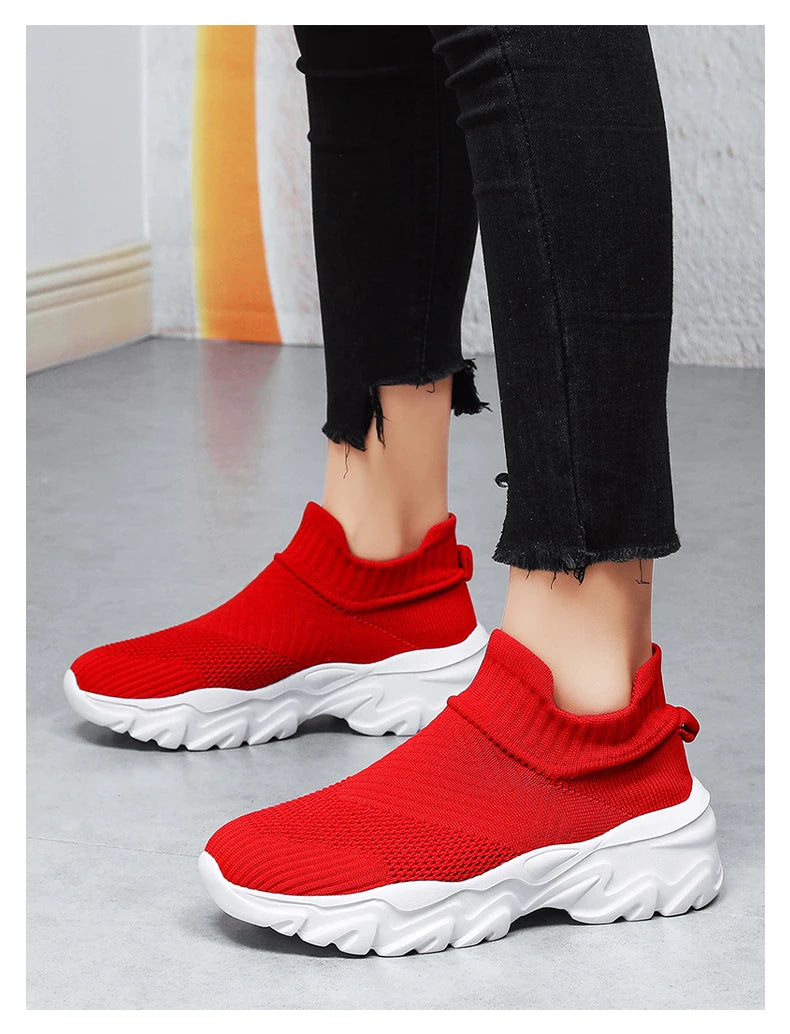 Men'S And Women'S Sneakers Mesh Breathable Lightweight High-Top Running Tennis Shoes Comfortable Outdoor Pair Naked Boots