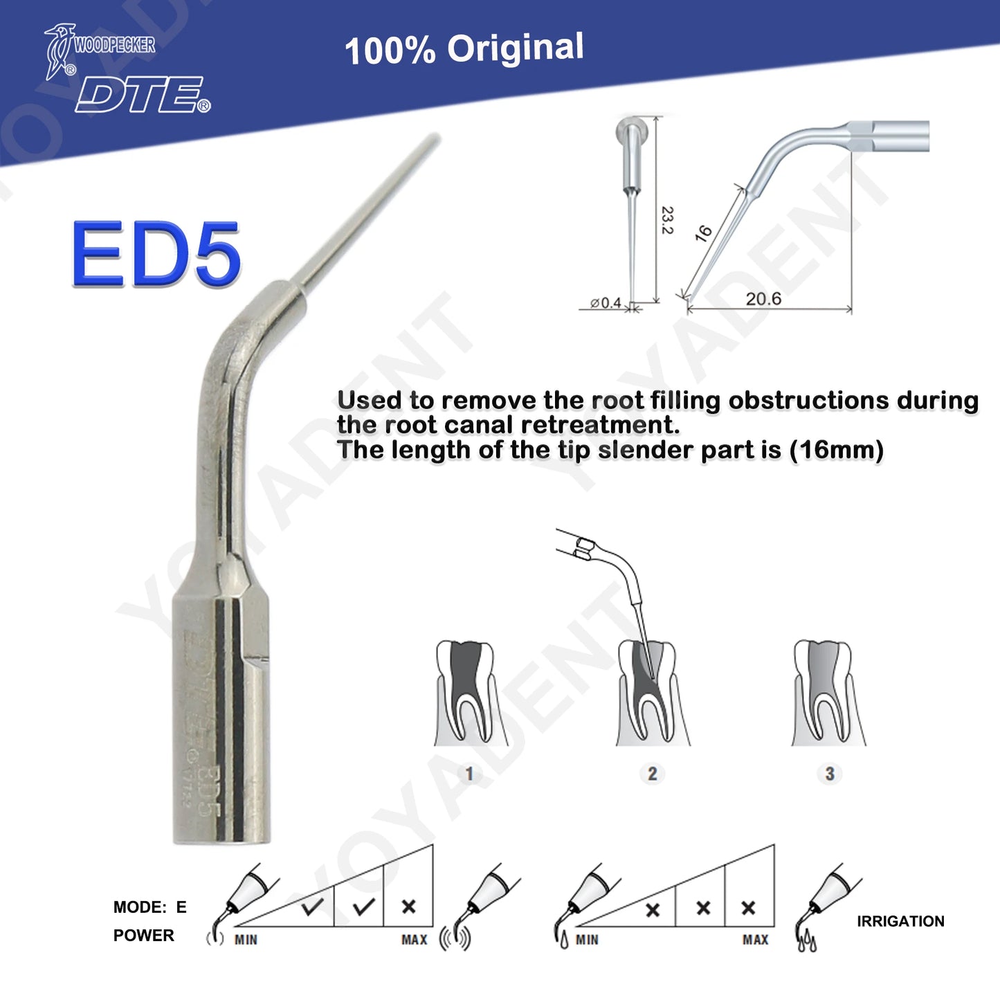 Woodpecker DTE Dental Endo Tips Ultrasonic Scaler Tips Scaling Tips ED-Series Fit NSK SATELEC Scaler Handpiece Dentistry Product