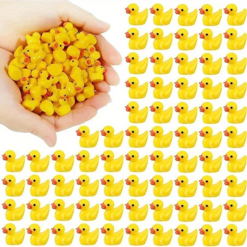 200pcs Mini Resin Ducks Yellow Tiny Ducks Mini Ducks Bulk Little Duck Figures Garden Crafts Tiny Duck Landscape Plants Fairy