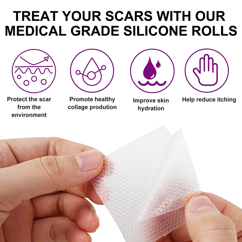 1.5M Silicone Scar Sheets Clear Scars Tape Strip Invisible Silicone Self-adhesive Patches for C-Section Surgery Keloid Burn Acne