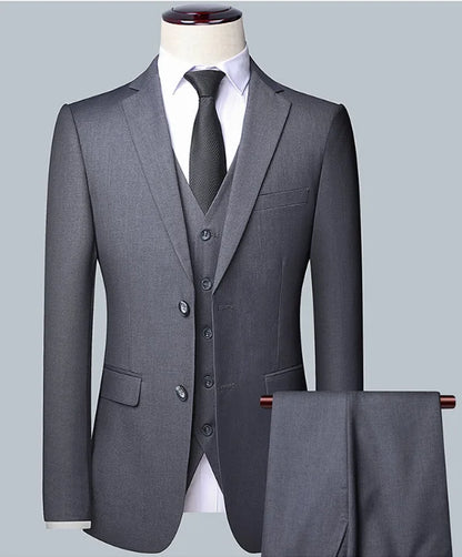Men's Solid Color Business Suit 2025 High Quality Fashion Banquet Wedding Trend Groom Best Man Single 3/2/1