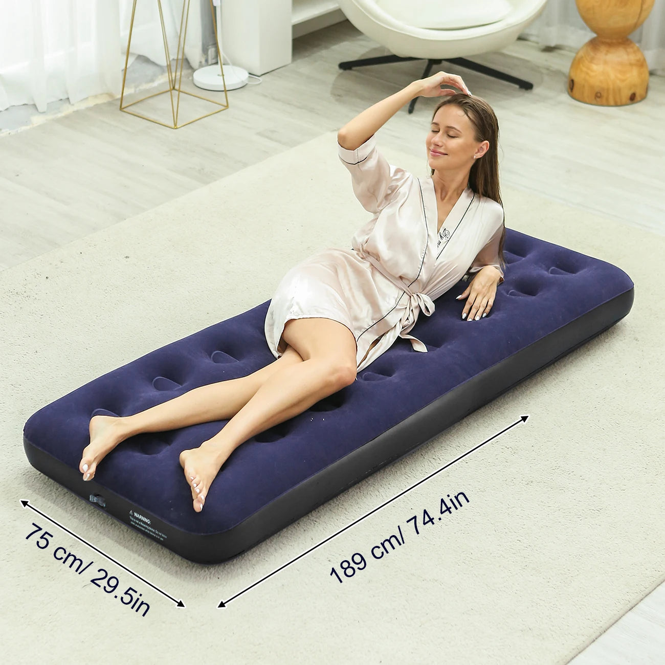 Single Size Air Mattress Inflatable Bed, Blow Up Mattress Camping Sleeping Pad