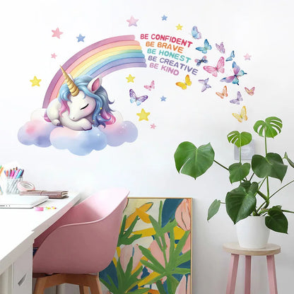 Unicorn Vinyl Child Wall Sticker For Baby Room Decoration Bedroom Accessories Furniture Sticker Adhesive Wallpaper Wall Decor