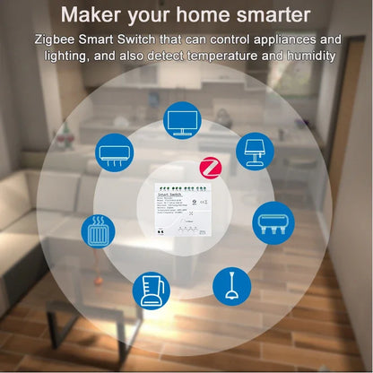 Tuya Zigbee 4 Gang Smart Switch with Temperature or Humidity Sensor Passive Dry Contact 32V 250V Switch Relay Alexa Compatible
