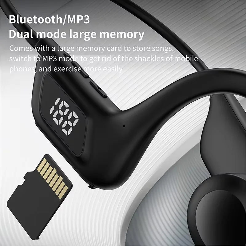 Bezprzewodowe słuchawki douszne, przewodnictwo kostne, sportowe, do pływania, kompatybilne z Bluetooth, bez użycia rąk, z mikrofonem do biegania, słuchawki douszne X7