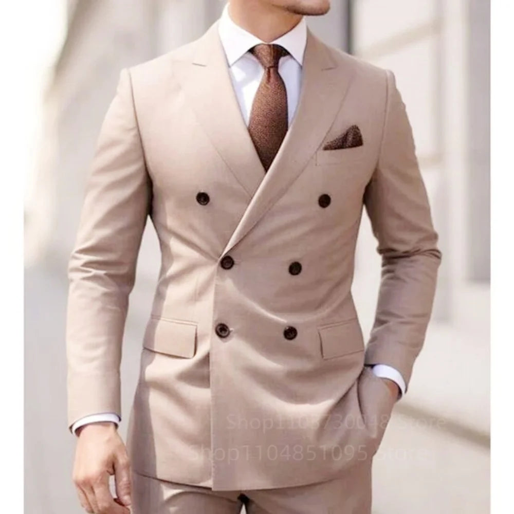 Smart Casual Wedding Men's Suits Slim Fit Tuxedo Blazer Set 2 Piece Formal Business Suit for Groom with Blazer And Pants