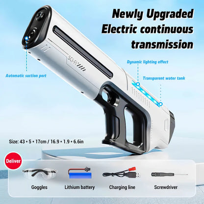 Children's Fully Automatic Water Storage Gun Large Capacity Electric Water Absorbing Toy Gun Summer Outdoor Water Toy Gift