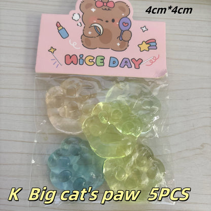 Fidget Toy Mini Squishy Toys Mochi Ice Block Stress Ball Toy Kawaii Transparent Cube Cat Paw Fish Stress Relief Squeeze Toy