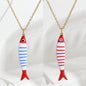 Cute Colorful Enamel Fish Pendant Necklaces For Women Girls Lovely Stainless Steel Gold Color Summer Waterproof Beach Jewelry