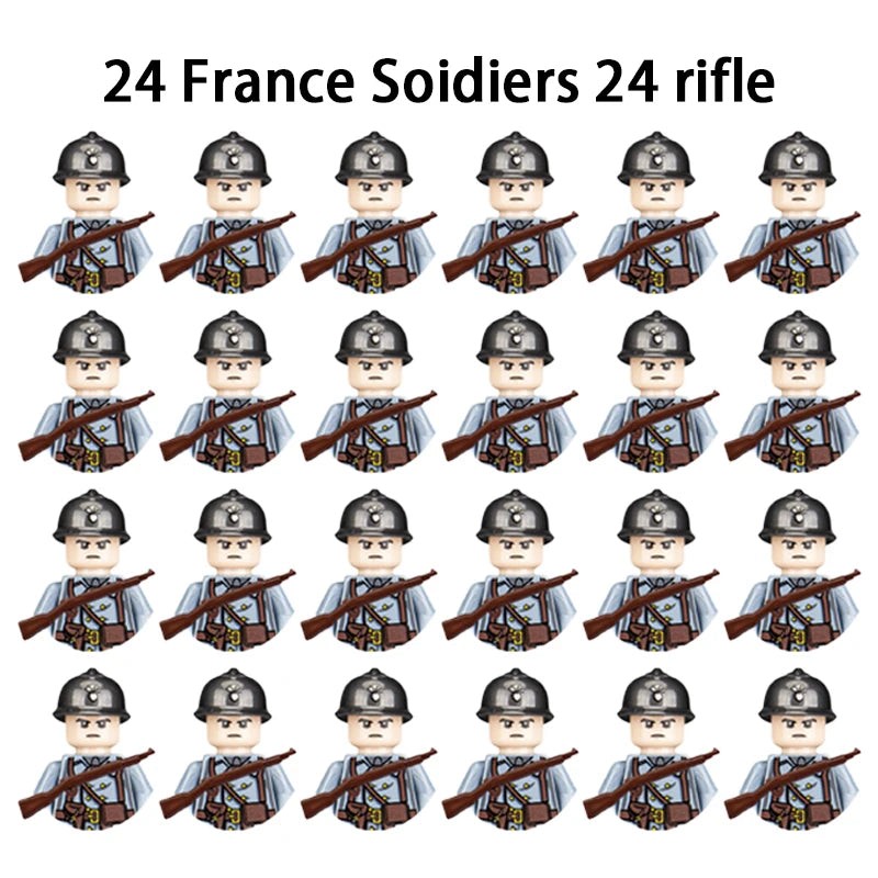 WWII Infantry Military Soldier War National Army Mini Gun armament Models Building Blocks Building Blocks Toys for Kids