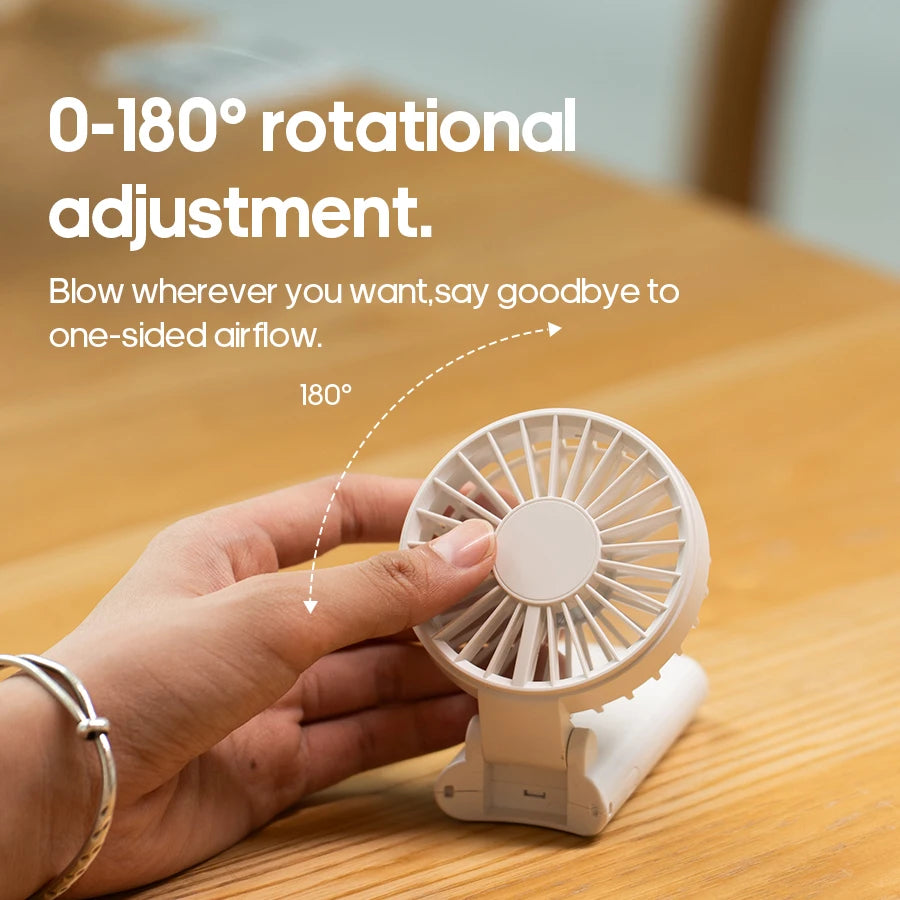 Portable Folding Handheld Fan 1800mAh Desktop Rechargeable Fan 4-speed Wind Angle Adjustable with LED Display for Outdoor Travel