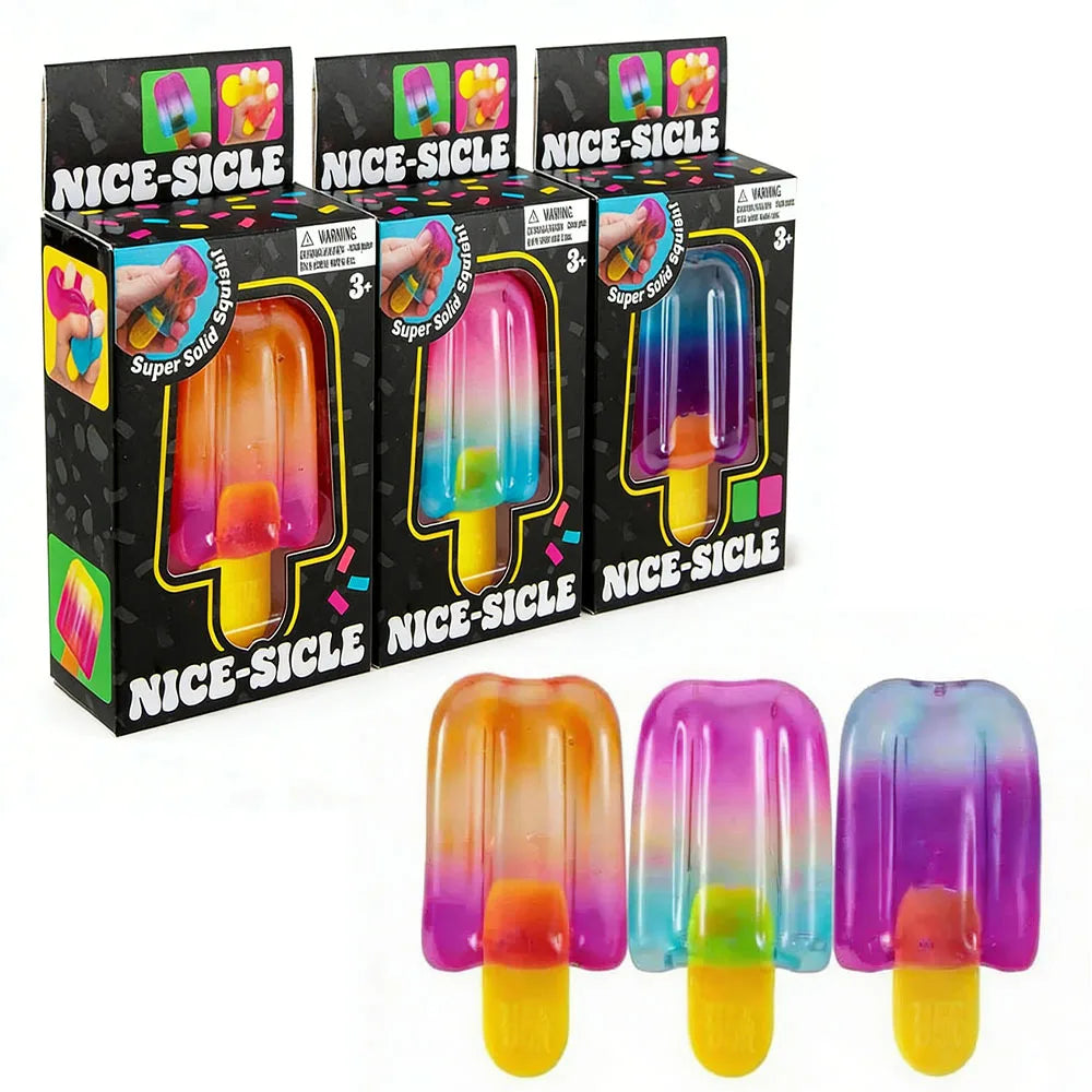 Schylling Needoh Nice Cube Sensory  Nice-Sicle Stress Relief Squishy Cube Anti-Anxiety Squeeze Object For Focus ADHD Population