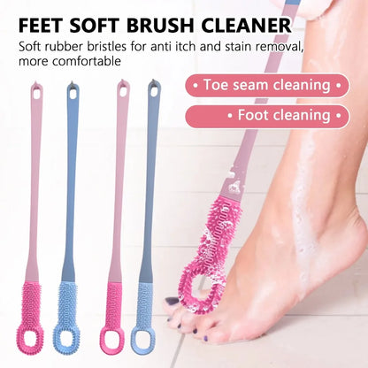 1pc Comfort Silicone Brush Long Handle Hand Brush Long Haired Toe Seam Soft Rubber Toe Gap Brush Daily Shower Foot Care Tools