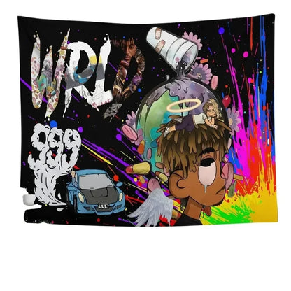 VIKAMA Hip-Hop Rapper Tapestry Juice World Street Art Wall Hanging Rap Music Poster Bedroom Living Room Wall Decor