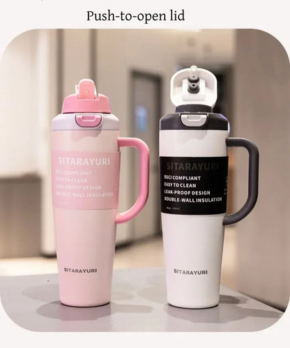 JUSTINLAU 1PC 1200ML Large Capacity Stainless Steel Insulated Cup Car Travel Outdoor Camping Coffee Beverage Water Bottle