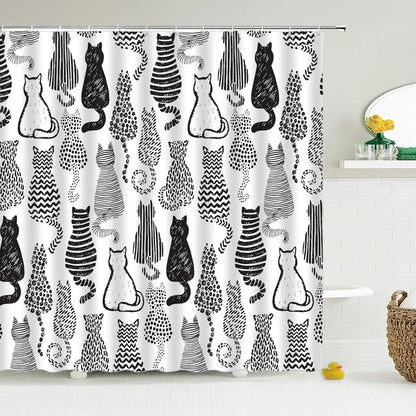 Cat shower curtains bathroom shower curtain Cute 3D fabric shower curtain with hooks funny waterproof shower curtain or Mat