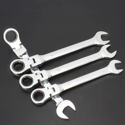 Flex-Head Ratcheting Combination Wrench Set SAE 1/4''-13/16'' Premium 72-Teeth Gear Chrome Organizer Auto Repair Tool