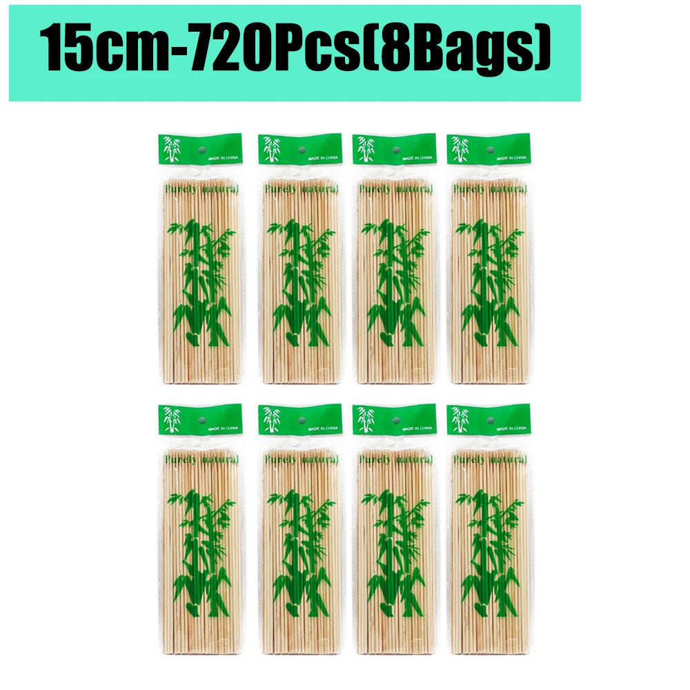 90-1350Pcs Bamboo Wooden BBQ Skewers Sticks Disposable 15/20/25/30cm for Grilling, Fruit, Kabob,BBQ, Barbecue, Camping, Outdoor