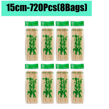 90-1350Pcs Bamboo Wooden BBQ Skewers Sticks Disposable 15/20/25/30cm for Grilling, Fruit, Kabob,BBQ, Barbecue, Camping, Outdoor