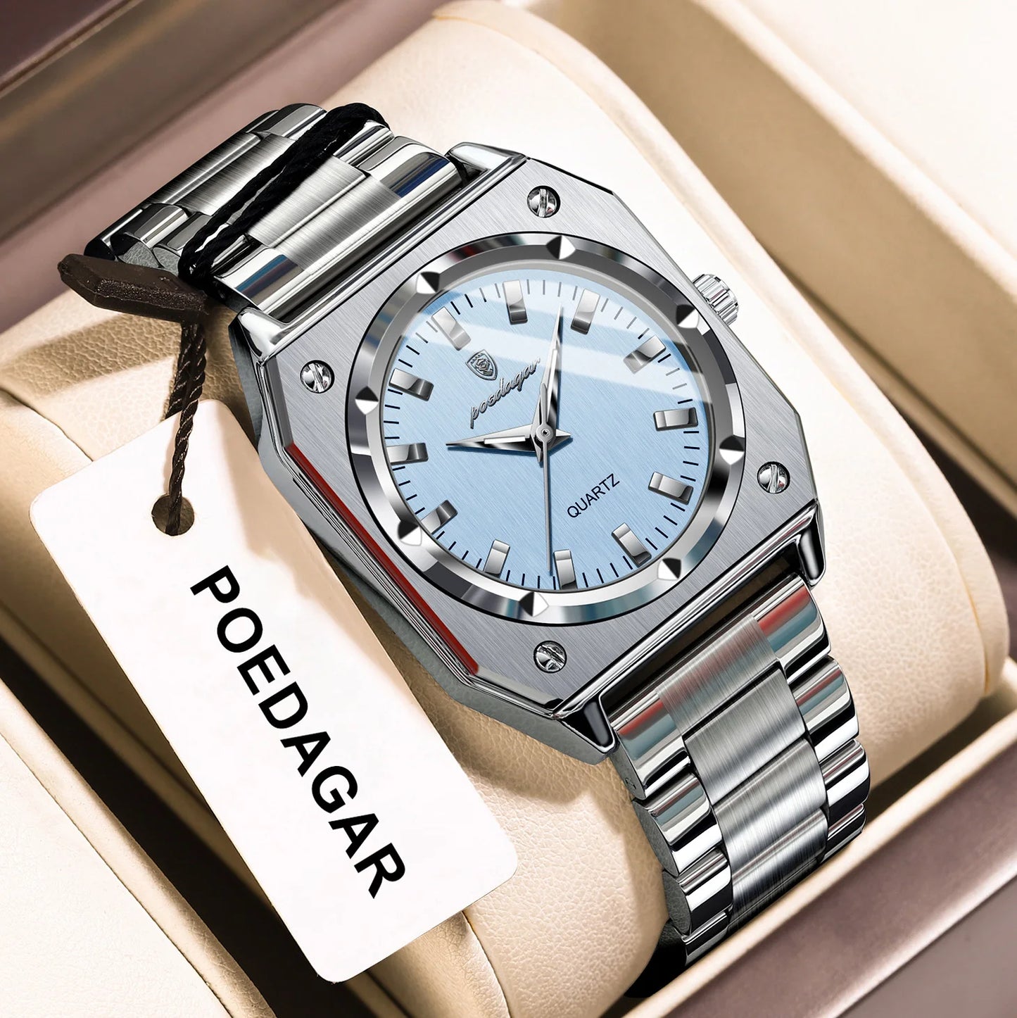 POEDAGAR Square Luxury Ladies Watch Waterproof Stainless Steel Luminous Fashion Woman Watch Elegant Quartz Women's Watches Reloj